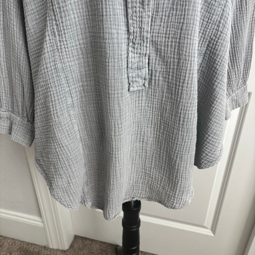 Talulah Gray Gauze Cotton Tunic Shirt Small Oversized Boho Lagenlook Henly Top - Picture 3 of 11